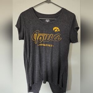 Open back Iowa Hawkeye Charcoal Tee Size Medium